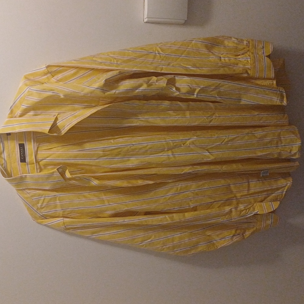 Canali Yellow Striped Dress Shirt